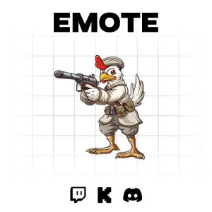 Cluckin' Sharpshooter: Animated Chicken Emote for Twitch & Discord