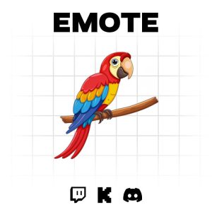 Golden Perch Parrot Emote: Vibrant Twitch and Discord Avatar for Gamers