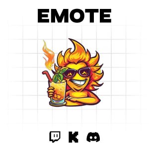 Sunshine Sipper Emote: Cool Cartoon Sun with Shades