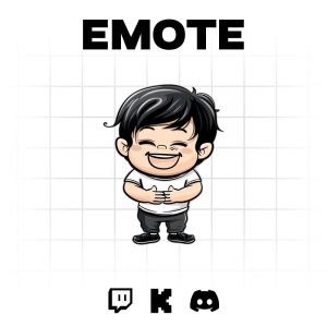 Giggling Chibi Man: Heartfelt Laughter Emote for Twitch & Discord