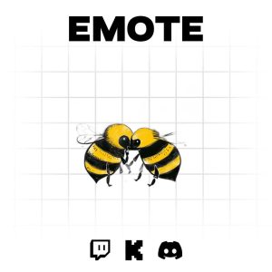 Bee Love Emote: Spread the Love with Two Cartoon Bees Kissing Hearts!