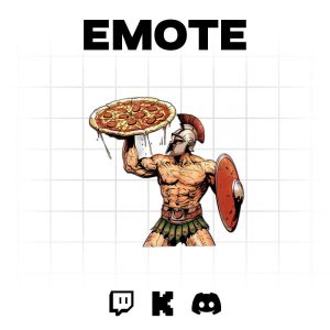 Pizza Warrior Emote: Sparta Slice for Twitch & Discord Gamers
